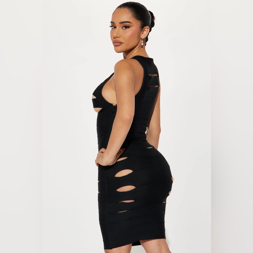 NWT Fashion Nova Brooke Bandage Midi Dress L Black - Picture 3 of 6